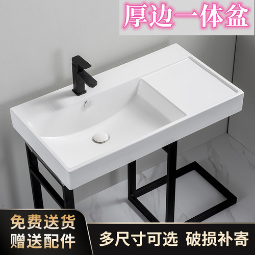 富胜达陶瓷一体盆厚边左盆加深大