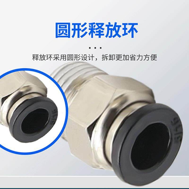 英制直通快插气管接头PC/PL1/4-013/8-021/2-03黑色螺纹直通