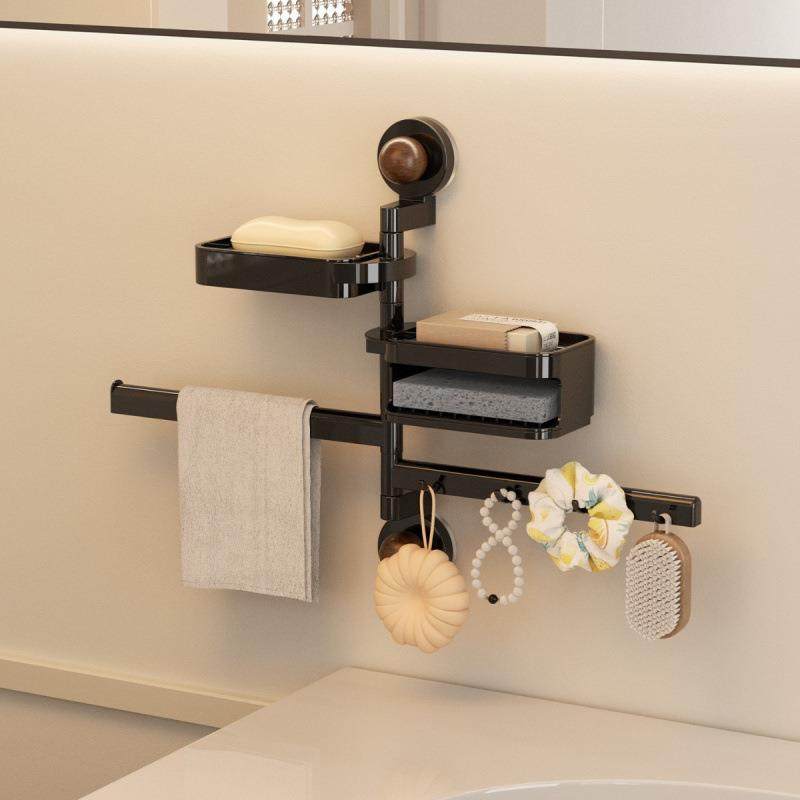 吸盘肥皂盒壁挂式免打孔淋浴间卫生间墙上沥水浴室双层香皂置物架