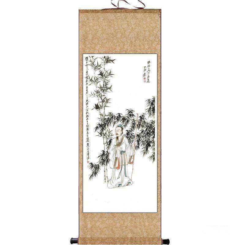 水墨国画唐寅山水字画仿古名家字画酒店装饰挂画丝绸礼品卷轴画花,家居饰品,国画,淘宝优惠券,粉丝福利购,淘宝优惠卷