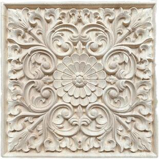 实木雕花东阳木雕正方形中式装饰浮雕角花背景墙木花片花板木贴花