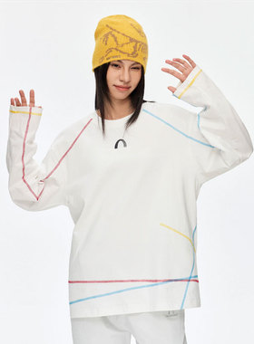 WASSUP长袖T恤女2025秋冬新款彩色不规则宽松纯棉休闲上衣打底衫