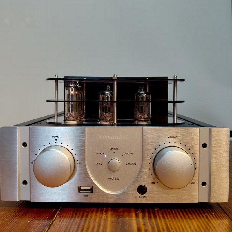 HIFI胆机6个电子管电路U盘蓝牙同轴解码合并功放机套装5寸书架