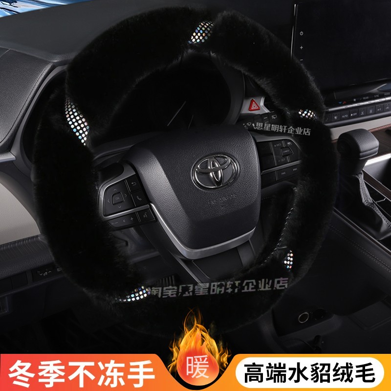 宝马5系530/3系三系X3/X1/X5/i3/mini女款X2毛绒方向盘套短绒冬季