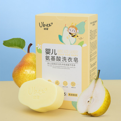 幼蓓婴儿氨基酸洗衣皂洁净去污渍皂亲肤栀香梨香150g*5块套装