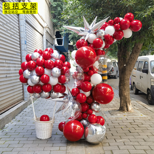 网红红银气球装饰店铺开业周年庆生日拱门4S店铺车行活动布置立柱
