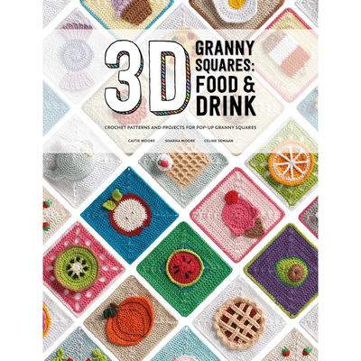 现货 英文版 3D Granny Squares: Food and Drink 凹凸钩针图案样式图书 食物饮料格子方块元素 编织毯子披肩配饰设计原版进口图书