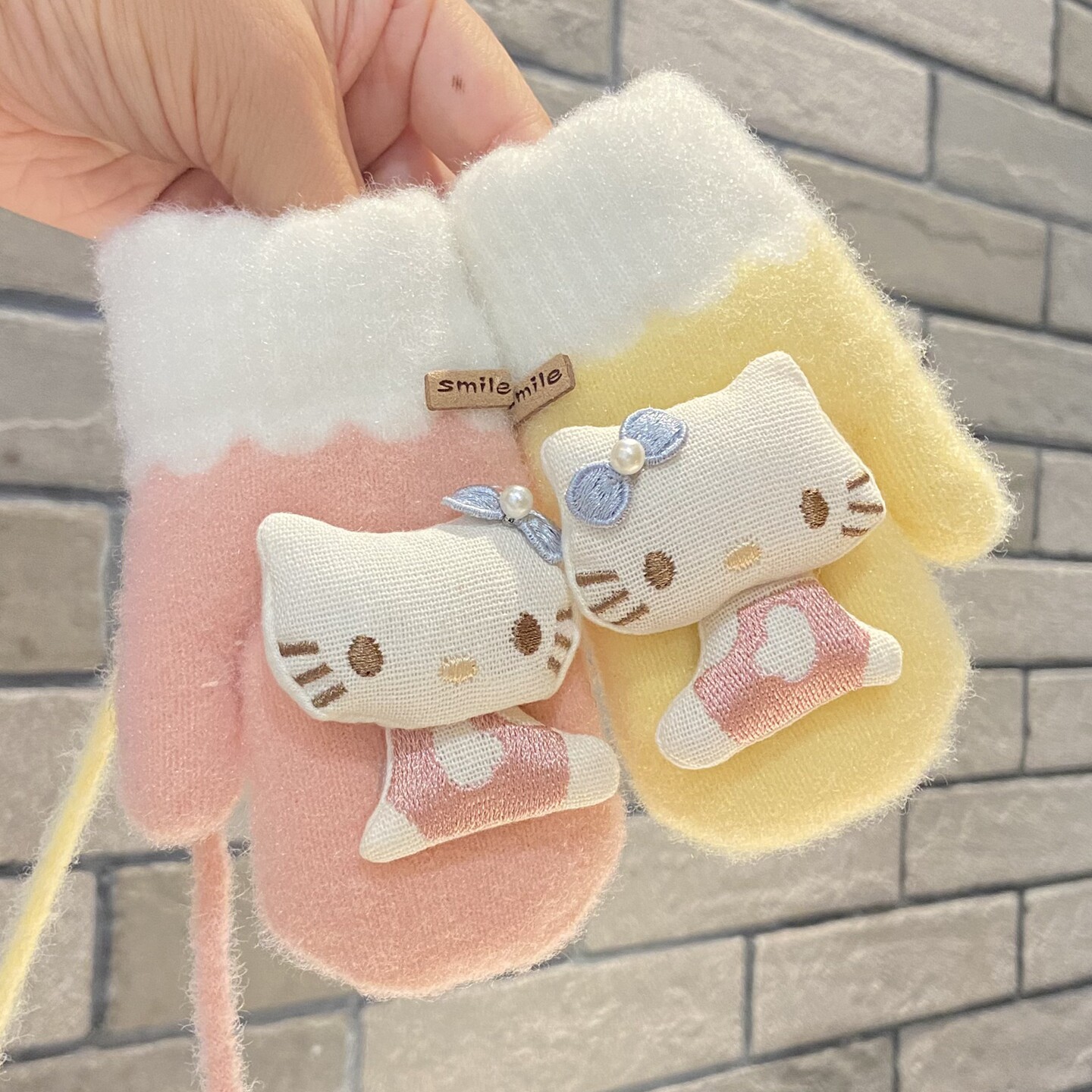 婴儿宝宝加绒加厚手套女宝宝连指