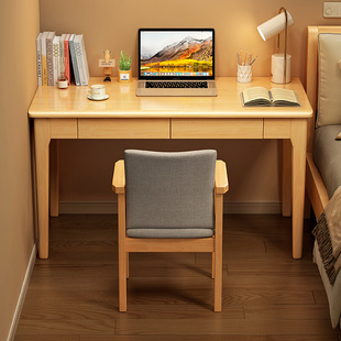 实木书桌家用小户型超窄40 50cm宽电脑桌卧室简约初中生写字桌子