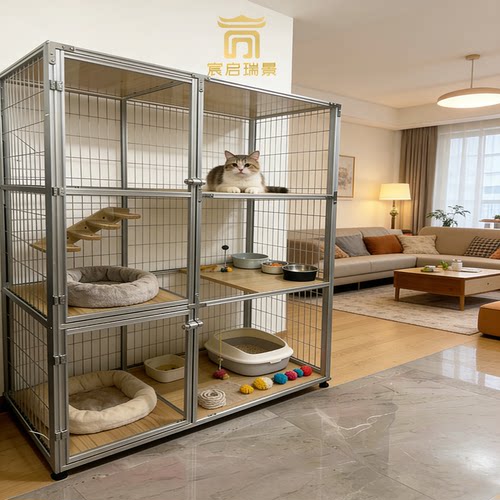 铝型材猫笼子猫别墅多层大空间家用室内猫屋宠物用品耐用宠物笼子
