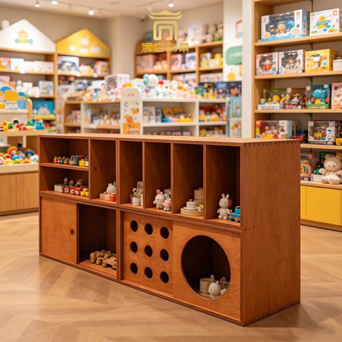幼儿园原木组合中岛柜 玩具绘本收纳展示柜儿童商铺落地陈列架