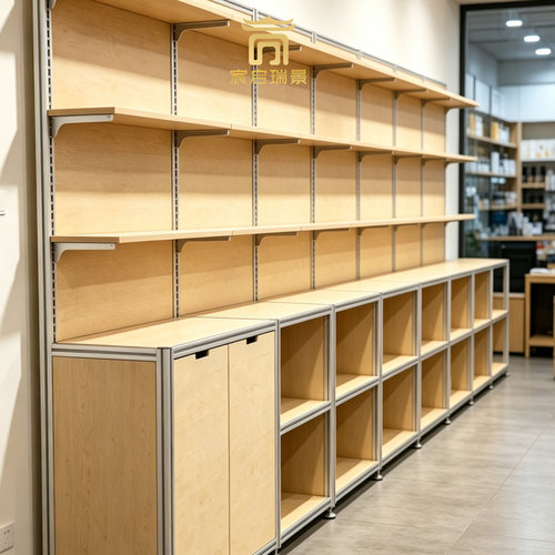 商用铝木组装式展示货架文创门店陈列柜多功能自由组合样品收纳柜