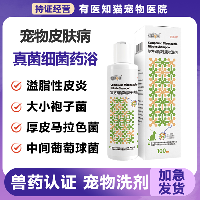 猫咪狗狗宠物皮肤病药浴猫藓狗癣马拉色菌感染真菌细菌溢脂性皮炎