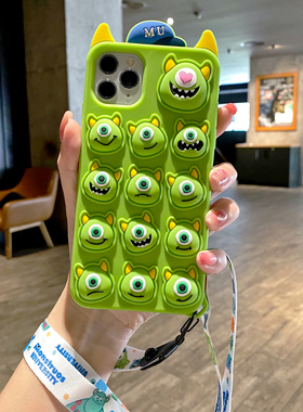 可按减压适用iphone15/14/13苹果12pro max手机壳11可爱x卡通xs全包xr个性7防摔8plus软硅胶套6s解压se女新款