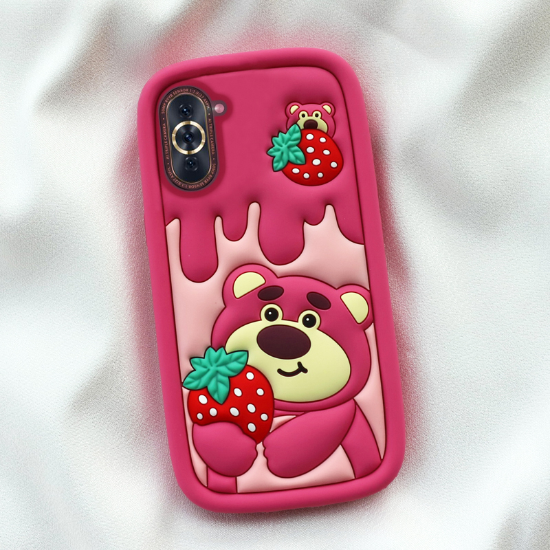 可爱熊适用华为p60手机壳mate50e立体p40卡通hi加厚nova10防摔9pro全包8/7保护6软5荣耀80硅胶套70创意x30i女