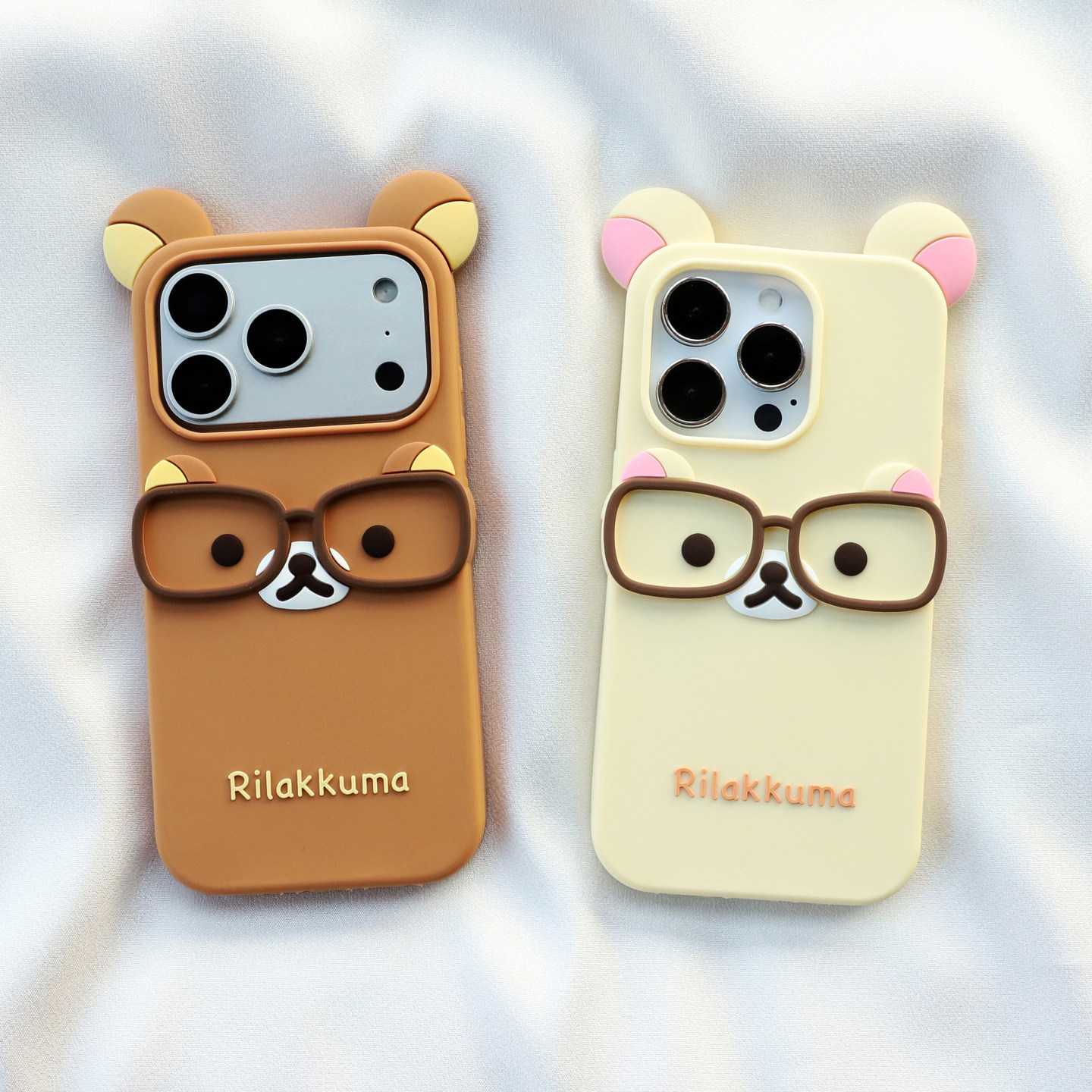 可爱眼镜熊适用iphone17pro苹果16/15手机壳14卡通13全包12/11保护xs max加厚xr防摔7软8plus硅胶套6s新款5se