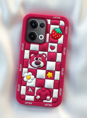 棋盘格可爱熊oppo Reno13/12/11手机壳10/9pro卡通a3i全包a2m保护a1x加厚a97防摔a58软55硅胶套a93a92s新款72