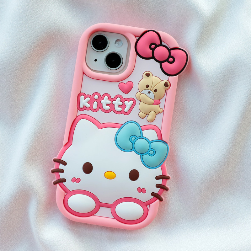 苹果小熊爱心KT猫全包边软硅胶套