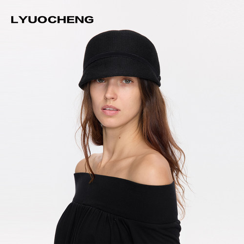 LYUOCHENG 易梦玲同款 针织定型纯色高级遮阳透气百搭马术礼帽