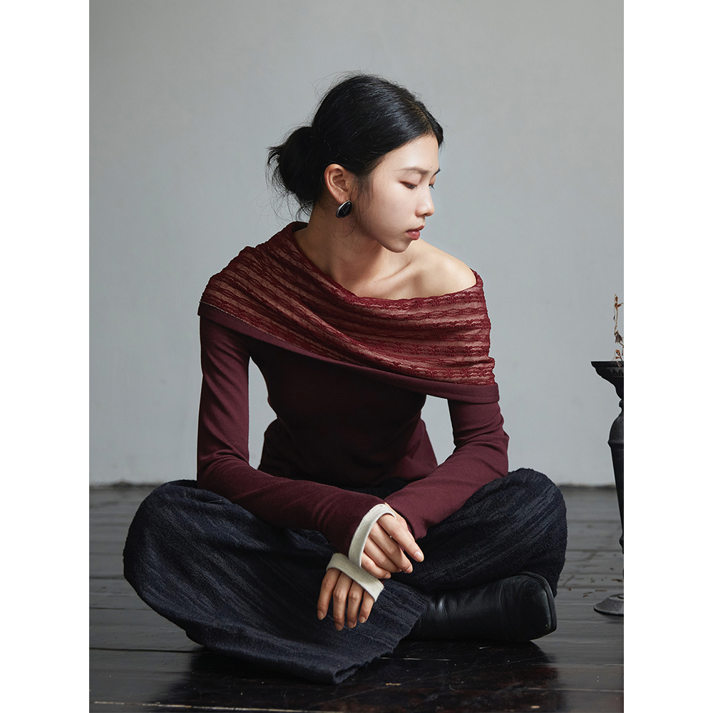 连帽棉弹废土风蕾丝拼接连帽卫衣