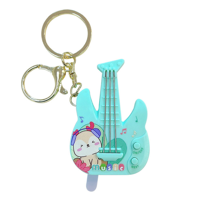 卡通动物吉他钥匙扣迷你音乐玩具汽车钥匙链包包挂件爪机礼品货源