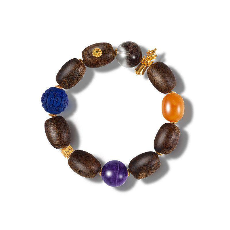 银镀随型海南天然绿奇楠蜜蜡沉香18K现货S925手串工厂手链金女款