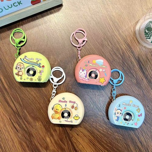 小动物圆形音乐cd机钥匙扣趣味学生发声玩具包包挂件小礼品批发