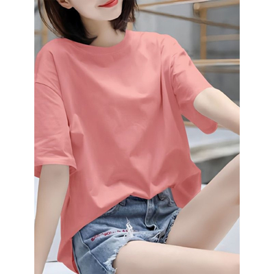 纯色大码宽松短袖T恤女夏季穿搭