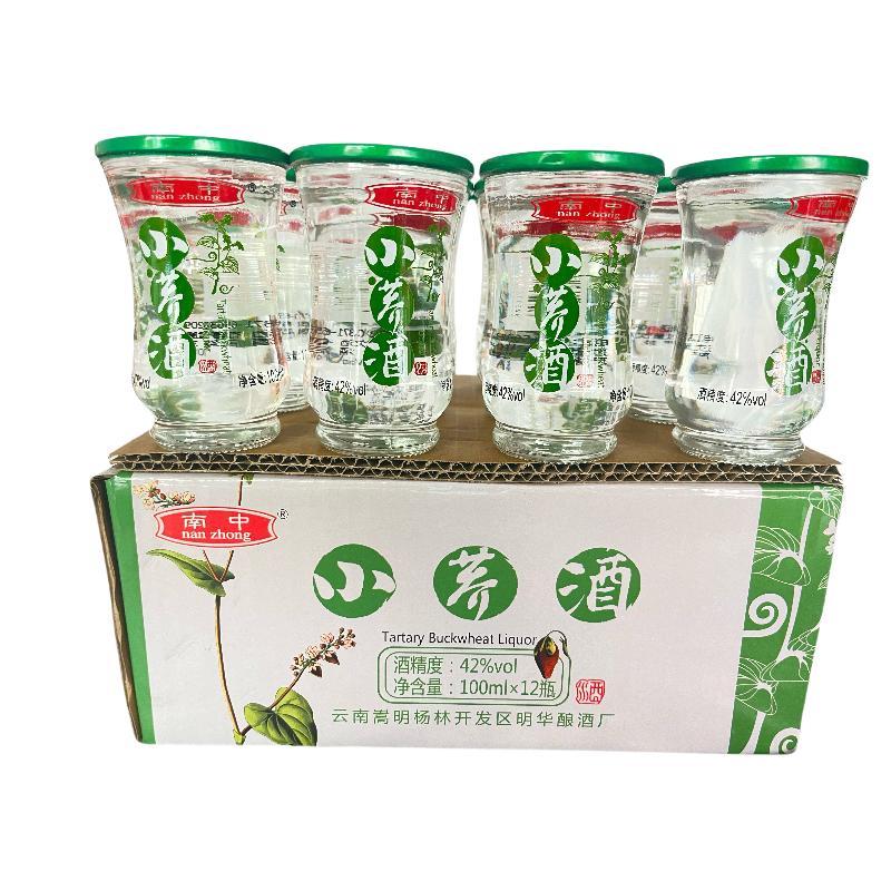 云南荞花香苦荞酒小荞酒整盒装42度100ml*12杯纯粮大口杯正品包邮