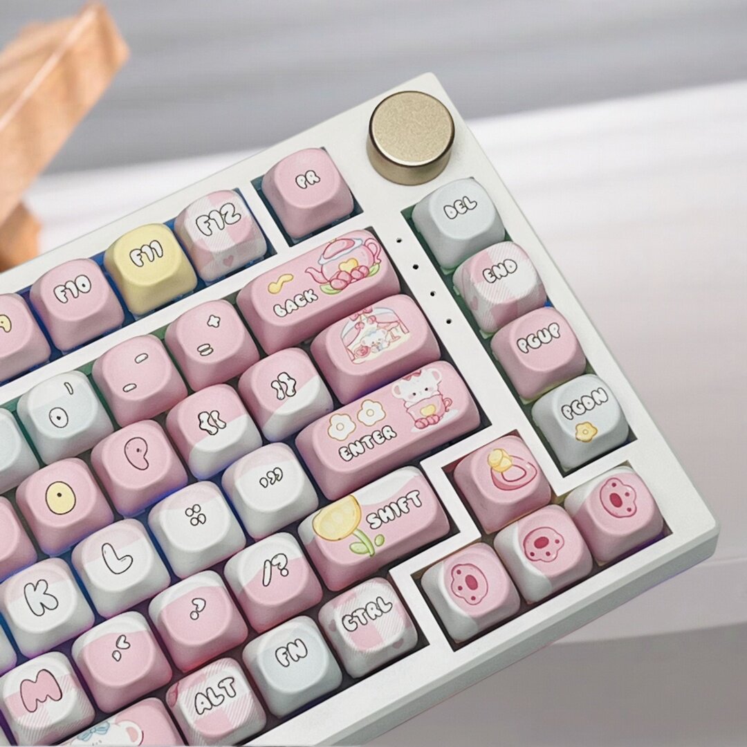 75V5三模机械键盘RGB无线蓝牙2.4G有线小碗熊宏编程静音轴冬瓜白