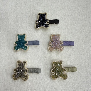 莫奈璀璨印象原创小熊发夹边夹碎发百搭可爱