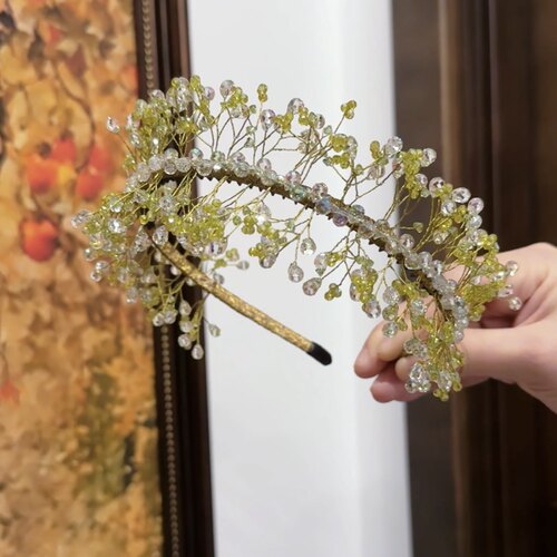 莫奈绿森林凝露发箍水晶系列璀璨工艺水晶发箍设计气质高级感日常