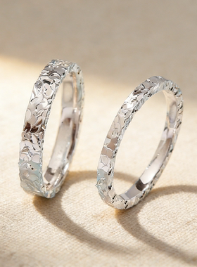 足银999.9三面碎冰冰戒指