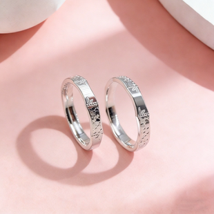 足银9999碎冰冰竹节闭口戒指女纯银轻奢高级感尾戒节节高素圈指环