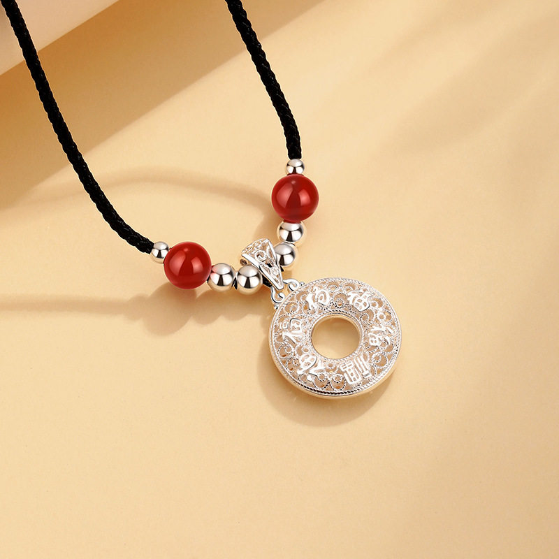 足银s999平安扣项链吊坠