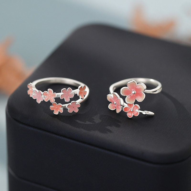 足银S999桃花朵朵开戒指纯银新中式简约渐变粉樱花开口可调节戒子,饰品/流行首饰/时尚饰品新,戒指/指环,淘宝优惠券,粉丝福利购,淘宝优惠卷