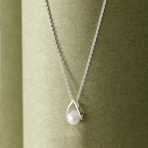 纯银A字珍珠水滴项链999足银