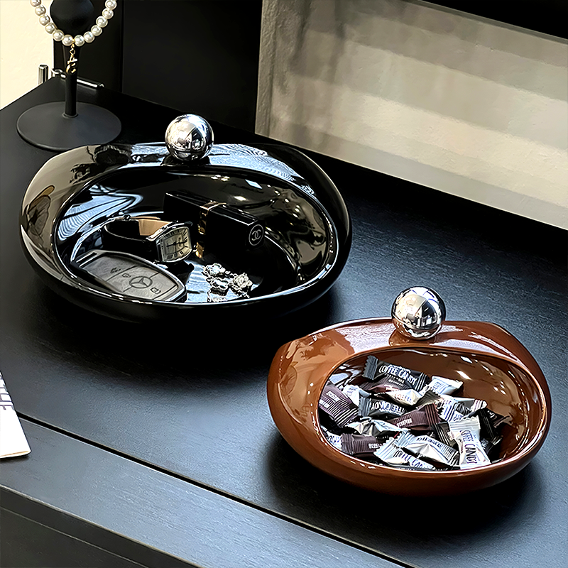 钥匙收纳玄关摆件小众托盘创意