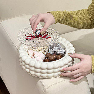 高档干果盘客厅茶几家用过年高级感新款 瓜子零食摆放盘糖果收纳盒