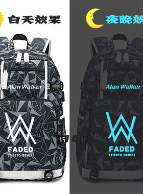 艾伦沃克书包faded明星同款背包Alan Walker电音DJ学生双肩包男士