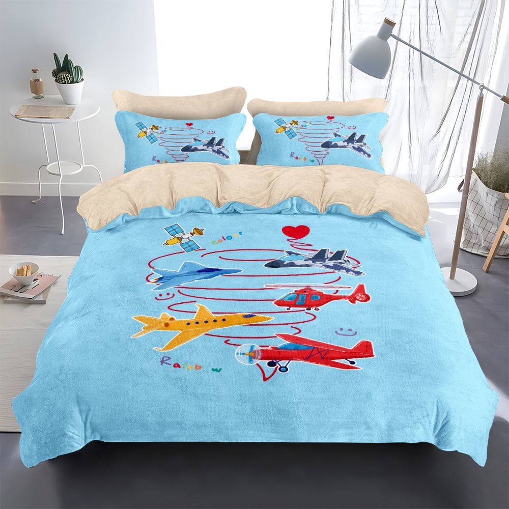 航海航天牛奶绒四件套卡通游轮学生被套秋冬加厚床单床笠定制尺寸