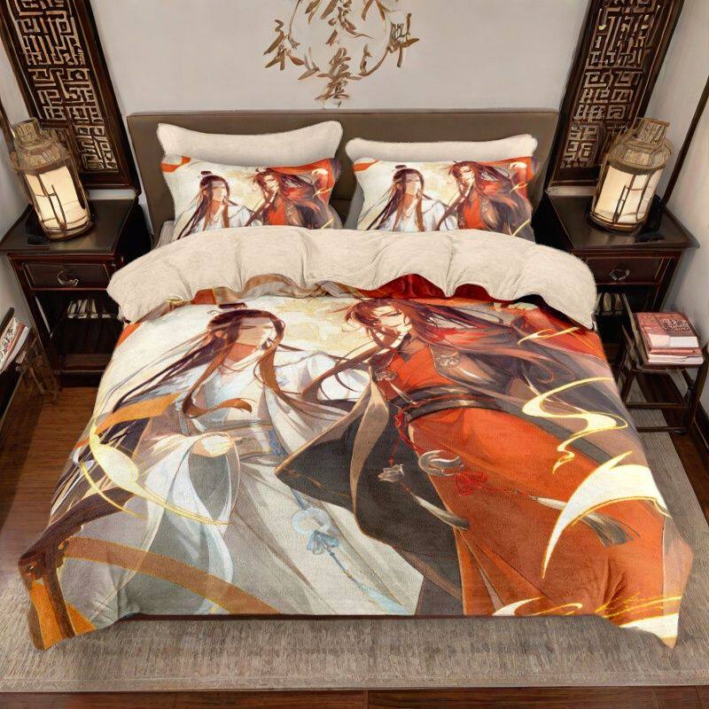魔道祖师牛奶绒四件套加绒被套二次元学生宿舍a类床单床笠加厚冬