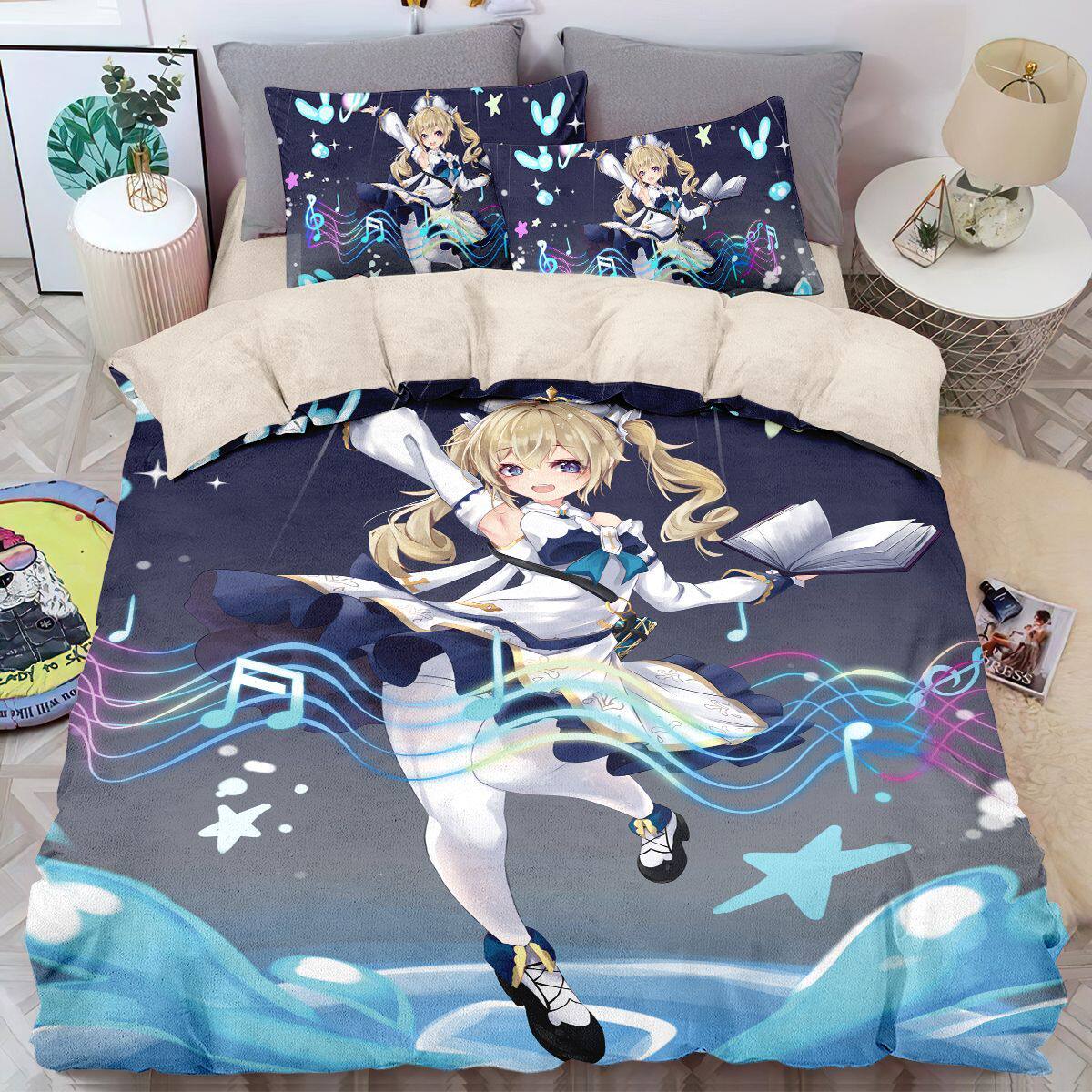 2025原神周边牛奶绒四件套二次元被套防静电家居卧室通用加绒床单