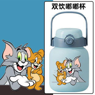 2024龙年欧美动漫猫和老鼠表情包Q版周边水杯316不锈钢保温杯岁行