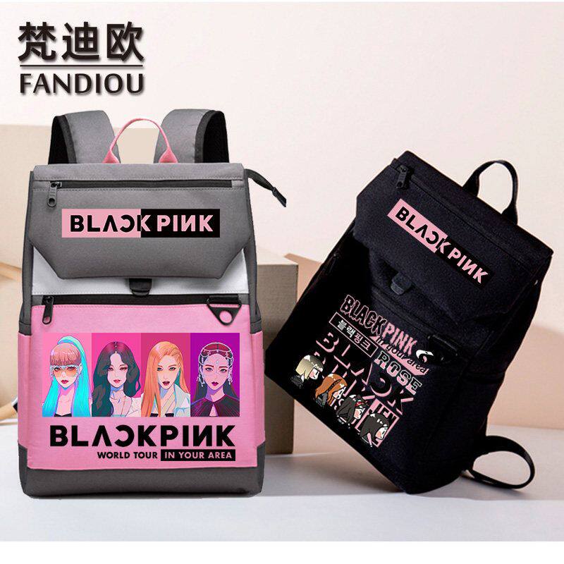 2024blackpink粉墨应援书包女韩版高中潮牌大学生情侣双肩背包初