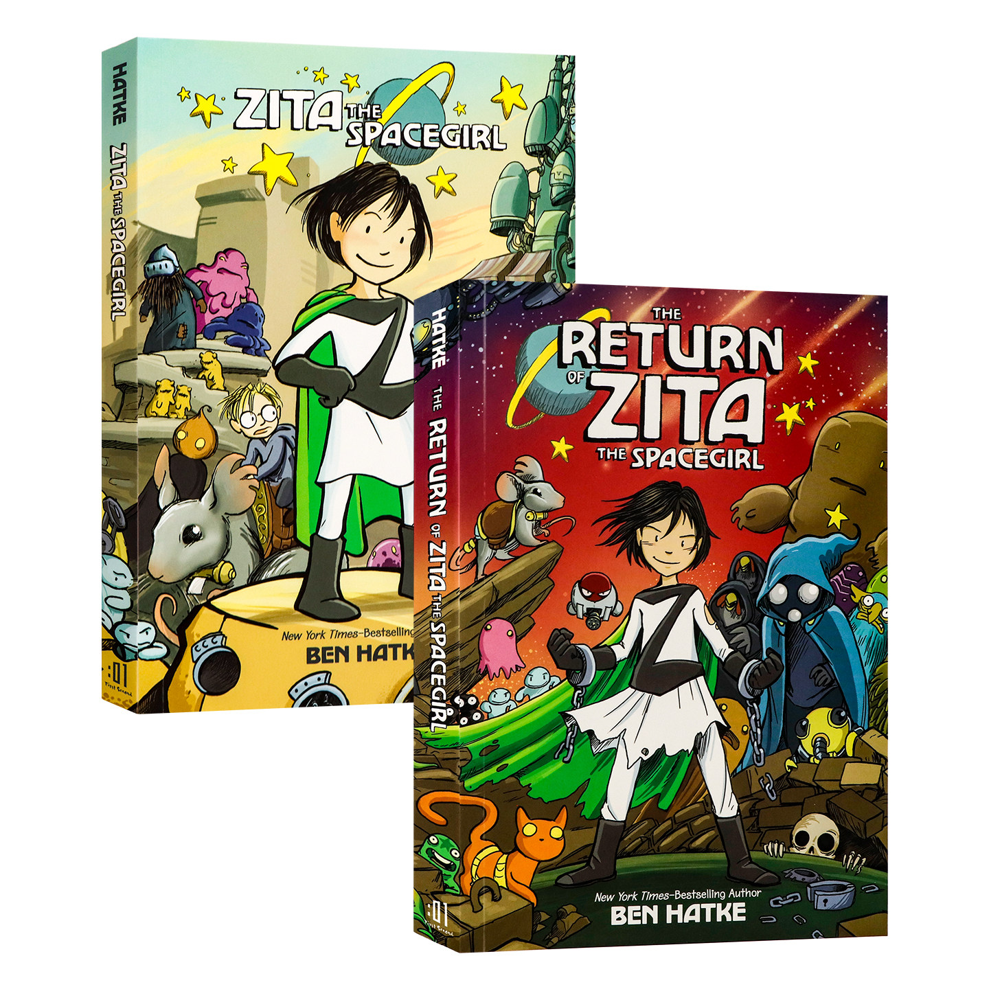 太空少女齐塔2册套装英文原版 Zita the Spacegirl 星际冒险图像小说漫画桥梁书 纽约时报畅销书作家中小学生英文课外阅读读物平装