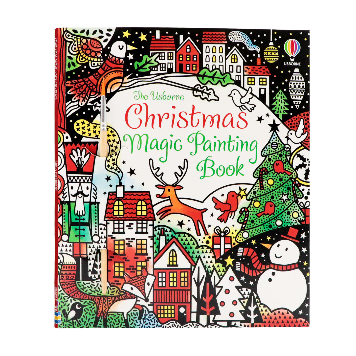 Usborne 圣诞魔法涂色书 英文原版 Christmas Magic Painting Book 儿童神奇画本赠画笔 清水显色涂鸦绘本 圣诞主题活动书 平装