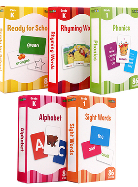 英语配套字卡5盒 Flash Cards Flash Kids原版英文正品 The Complete Book of Sight Words 儿童英文启蒙高效英语闪卡高频词卡片