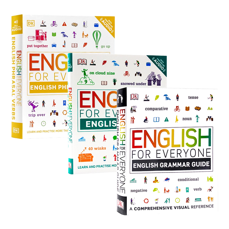 现货English for Everyone DK人人学英语词汇 语法 习语自学指南3册 英文原版自学教材English Vocabulary Grammar Idioms雅思托福