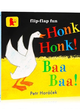 英文原版绘本 Honk, Honk! Baa, Baa! 异形纸板书 名家Petr Horacek作品 特色翻翻页 色彩动物认知 英语启蒙图画书